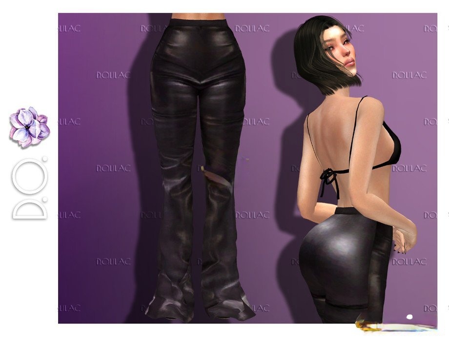 《模擬人生4》女性緊身拖沓皮質長褲MOD