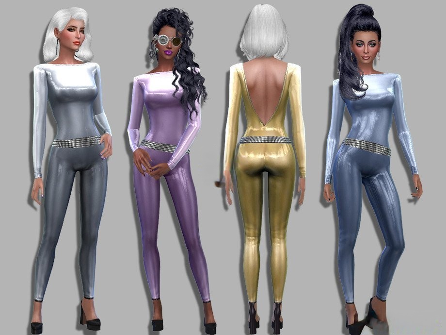 《模擬人生4》女性緊身鉆鏈皮革連體衣MOD