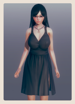 《AI少女》黑色長發黑色連衣裙性感小姐姐MOD