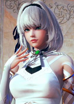 《AI少女》白色短發精美露肩裝小姐姐MOD