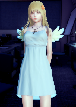《AI少女》金色長發藍色連衣裙溫柔氣質美少女MOD