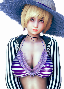《AI少女》金色短發(fā)紫色泳裝沙灘美少女MOD