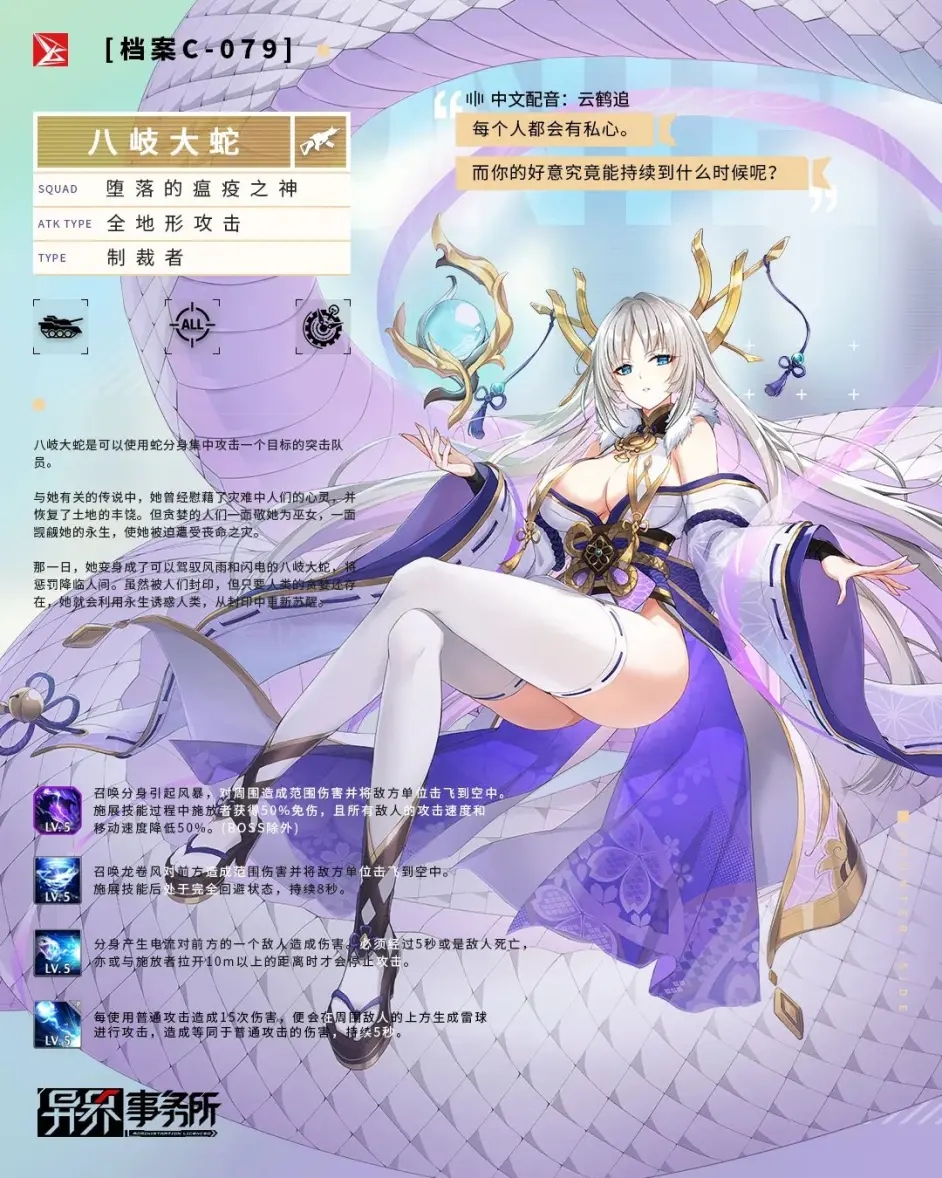 《異界事務所》八岐大蛇技能介紹