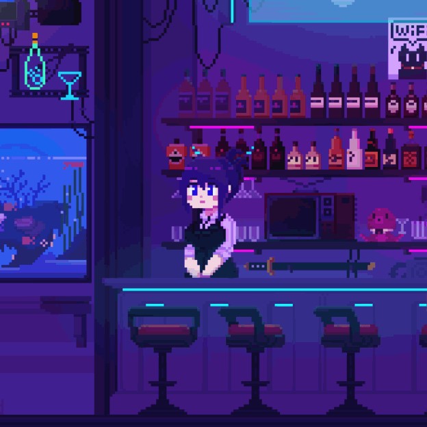 《Wallpaper Engine》像素風霓虹酒吧動態壁紙