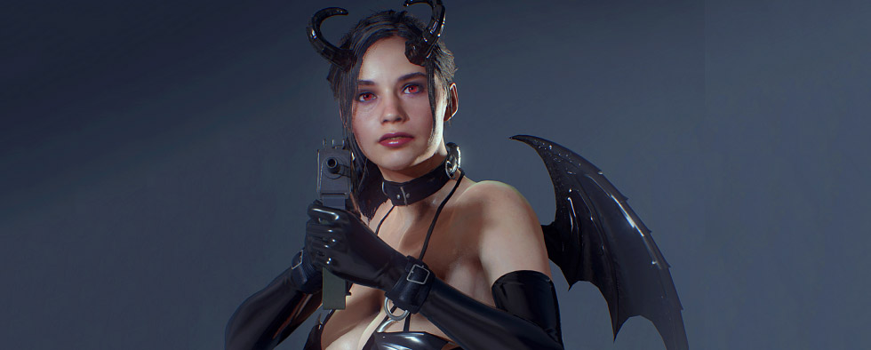 《生化危機2：重制版》克萊爾清涼黑膠魅魔MOD