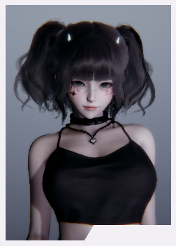 《AI少女》黑色雙馬尾黑色短吊帶性感御姐MOD