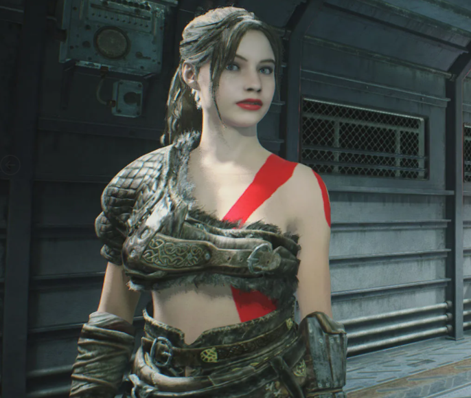 《生化危機2：重制版》艾達克萊爾無面部紋身戰神MOD