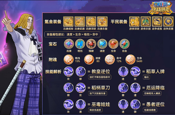 《航海王燃燒意志》霍金斯技能搭配攻略