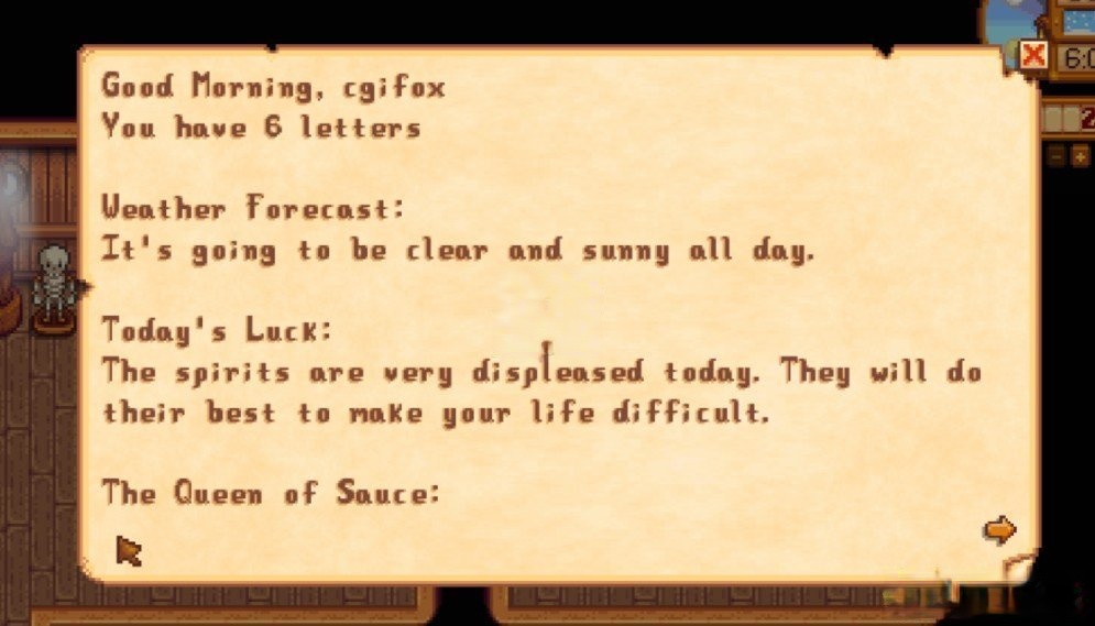 《星露谷物語》每日簡報MOD