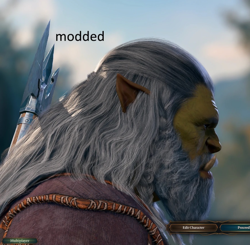 《博德之門3》更柔順的頭發和胡子MOD