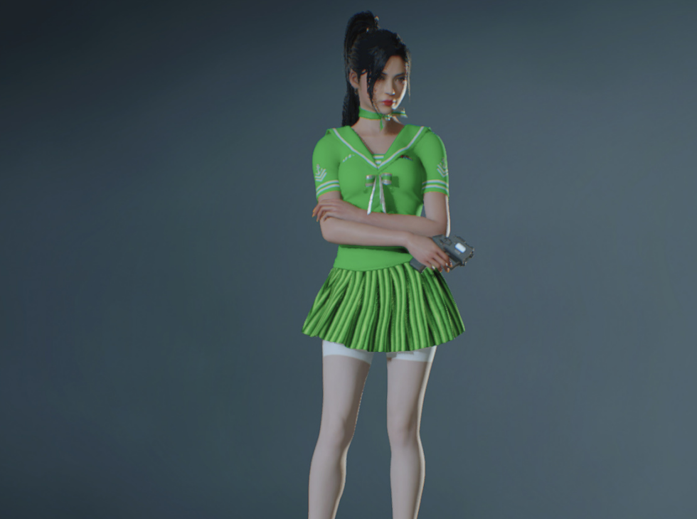 《生化危機2：重制版》綠色高馬尾水手服MOD