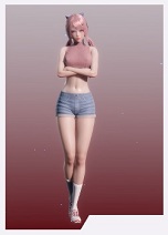 《ROOM Girl》雙小辮牛仔短褲長腿少女MOD