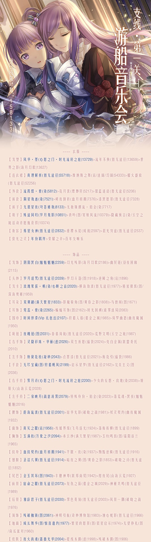 《奇跡暖暖》卷二15-支1游船音樂會高分搭配攻略