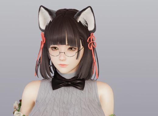 《AI少女》性感短裙黑發貓耳眼鏡娘MOD