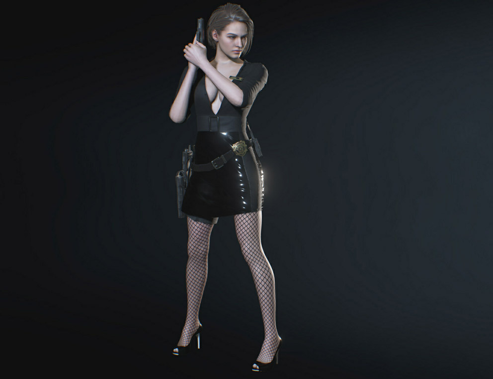 《生化危機3：重制版》吉爾黑色皮衣警探制服MOD