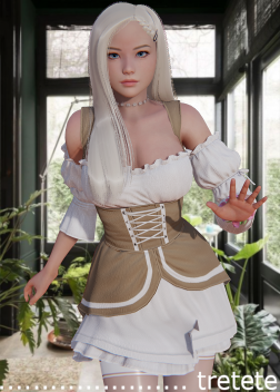 《AI少女》休閑束胸連衣裙白發少女MOD