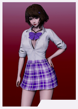 《AI少女》黑色短發(fā)火辣低領(lǐng)襯衫女高中生MOD