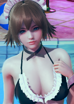 《AI少女》金色短發(fā)藍(lán)色瞳孔黑白泳裝美少女MOD