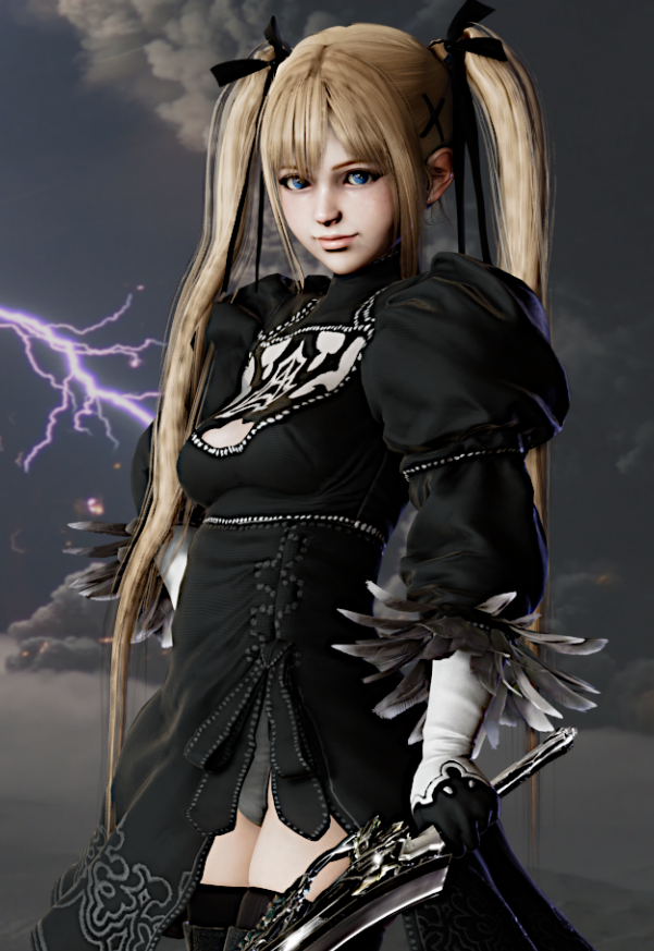 《AI少女》金發雙馬尾黑色連衣裙小姐姐MOD