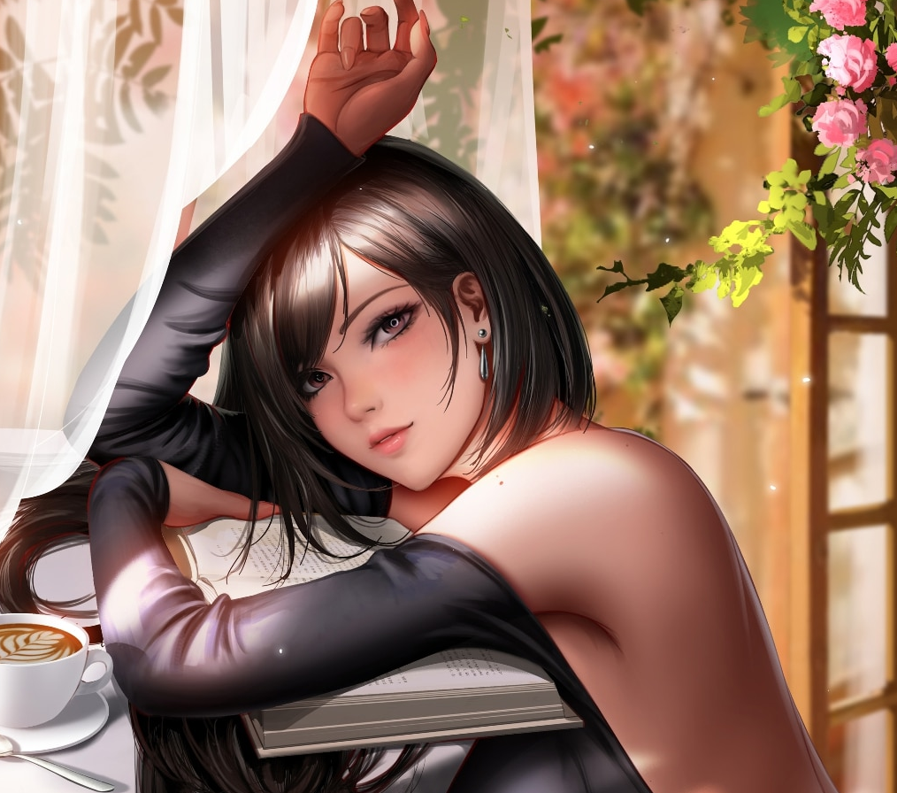 《最終幻想7：重制版》蒂法誘人露背黑裙壁紙