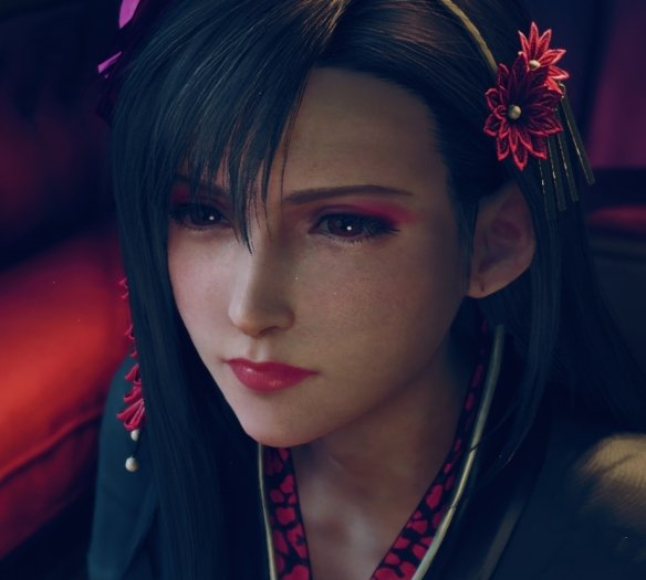 《最終幻想7：重制版》蒂法美艷妝容黑色和服壁紙