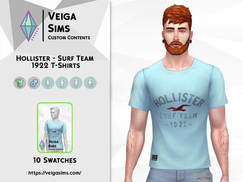 《模擬人生4》Hollister的簡潔男性短袖MOD