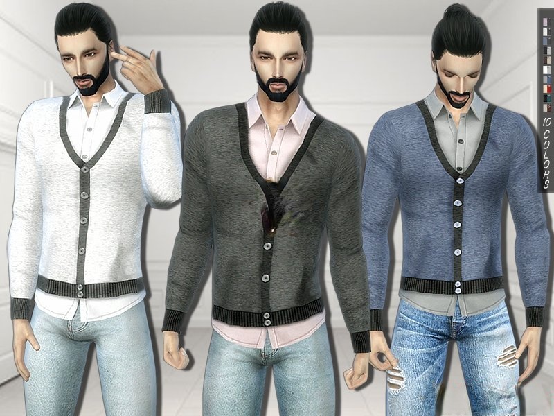 《模擬人生4》男性紐扣襯衫背心MOD