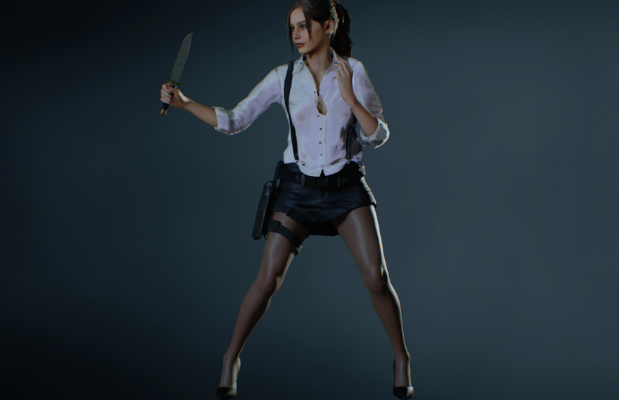 《生化危機2：重制版》克萊爾少女JK裝性感黑絲MOD[兼容新版本]