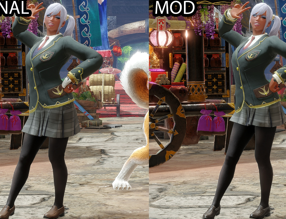 《怪物獵人崛起：曙光》更苗條的女校水手服形象MOD
