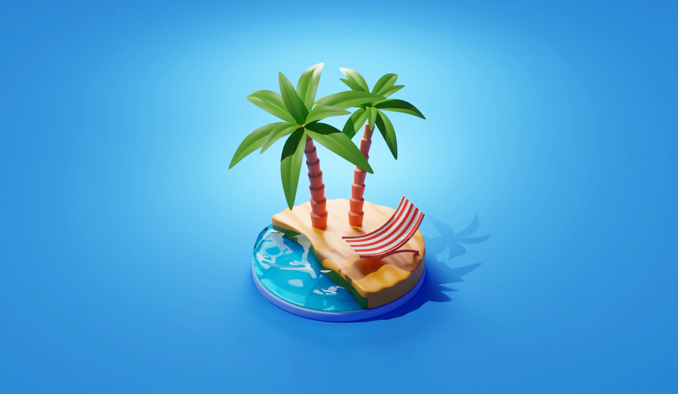 《Wallpaper Engine》沙灘椰子樹迷你3D場景動態(tài)壁紙