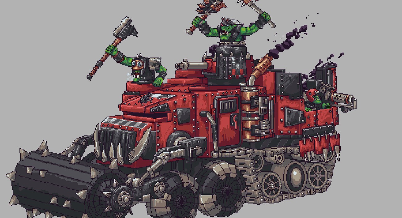 《Wallpaper Engine》戰(zhàn)錘40k像素風(fēng)綠皮獸人的戰(zhàn)車動態(tài)壁紙