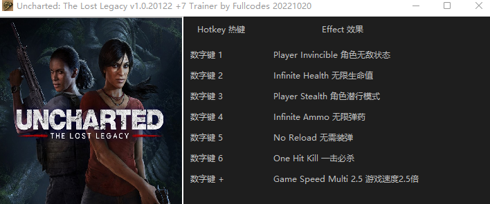 《神秘海域：盜賊傳奇合輯》v1.0.20122七項(xiàng)修改器