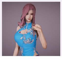 《AI少女》藍(lán)色旗袍性感紫發(fā)美女MOD