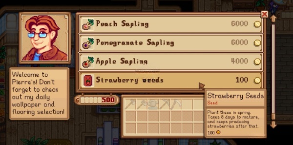 《星露谷物語》皮埃爾出售草莓種子MOD