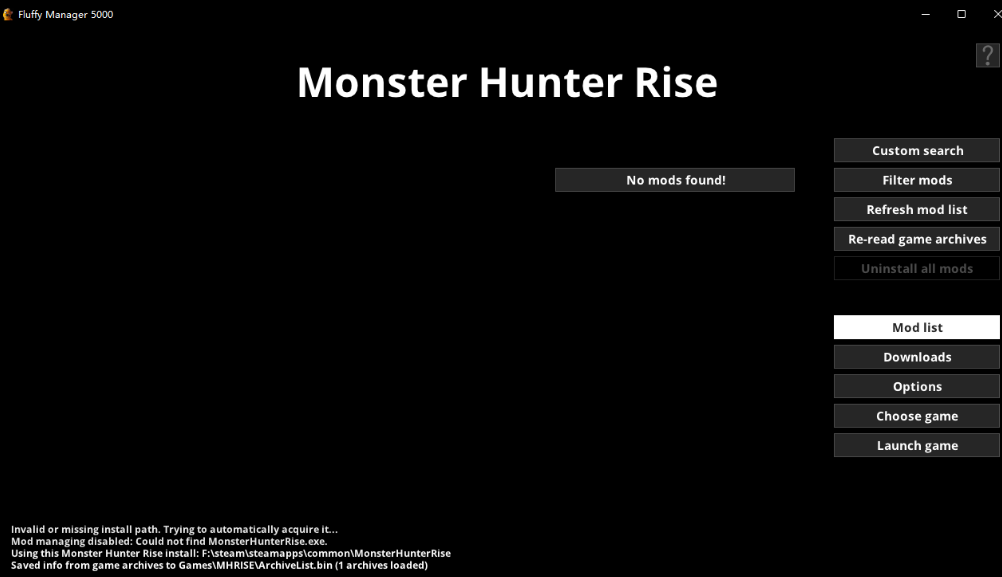 《怪物獵人崛起：曙光》MOD管理工具FluffyManager5000v3.0096