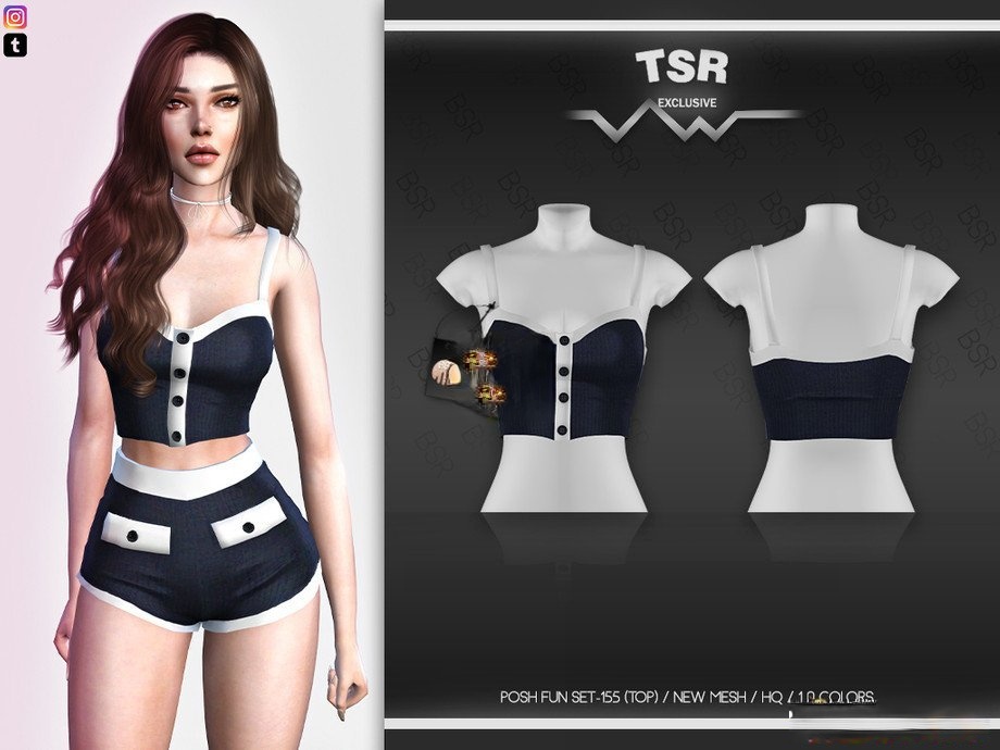 《模擬人生4》女性帶紐扣的吊帶上衣MOD