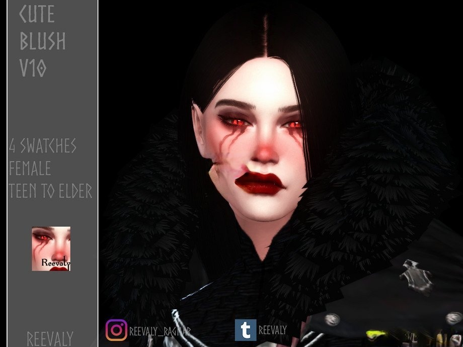 《模擬人生4》女性紅色淚痕腮紅MOD