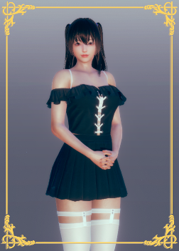 《AI少女》黑色披肩發(fā)露肩短裙美少女MOD
