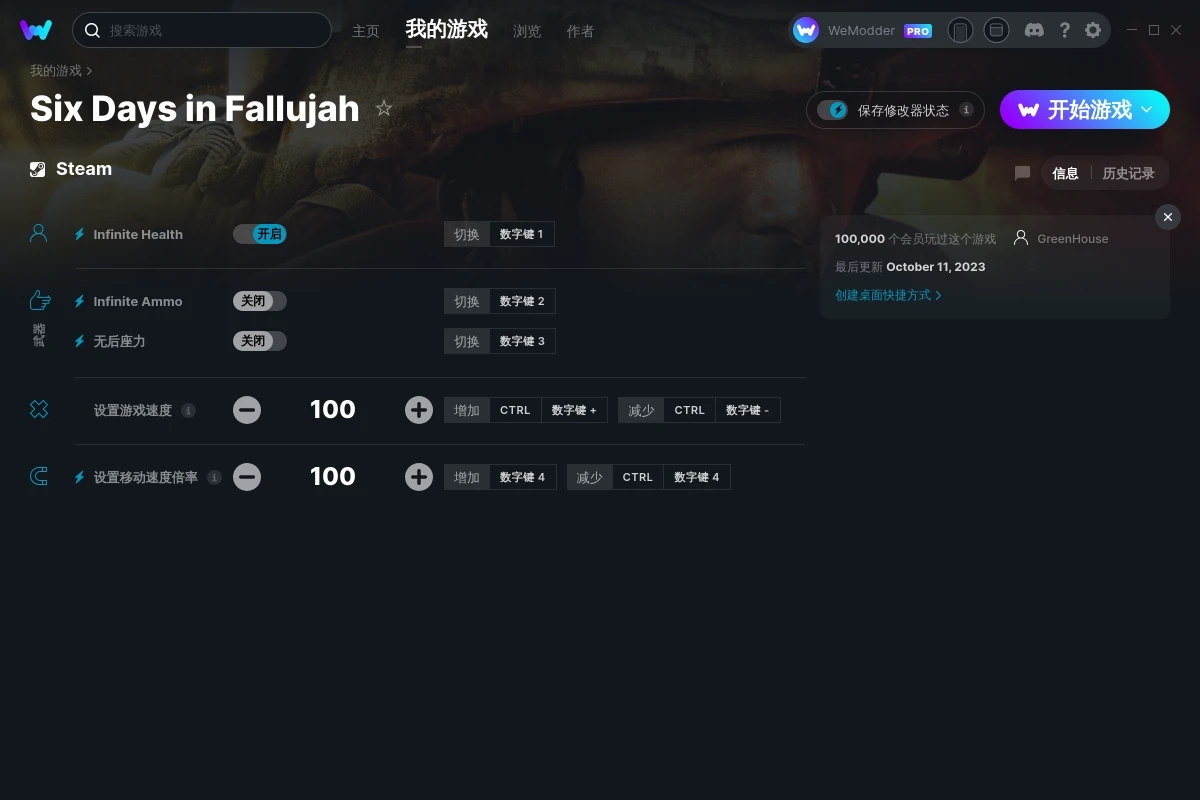 《費盧杰六日》v0.2.1.2五項修改器[GreenHouse]