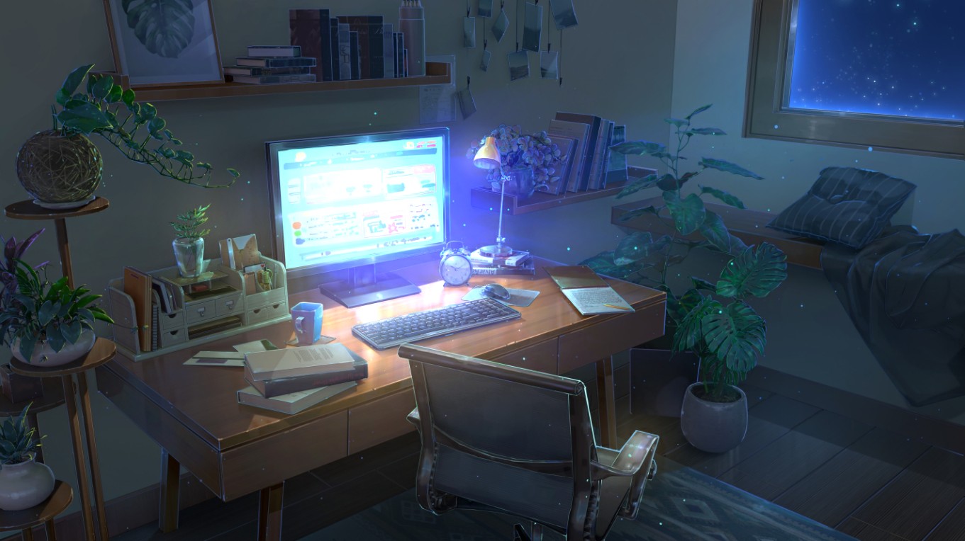 《Wallpaper Engine》寫實場景電腦學習桌繪圖動態壁紙