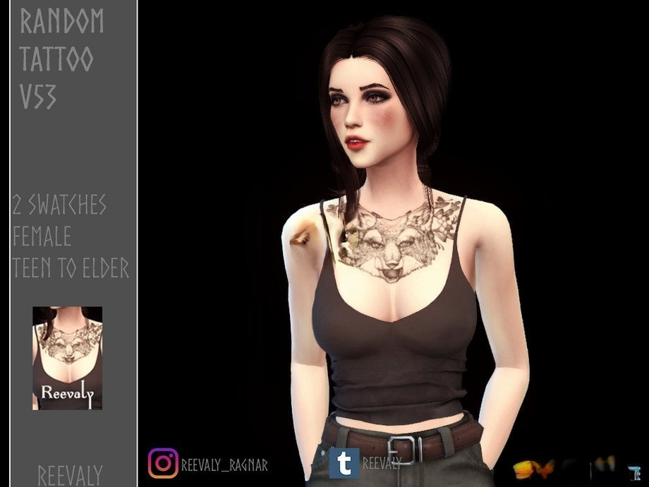《模擬人生4》領口動物紋身MOD