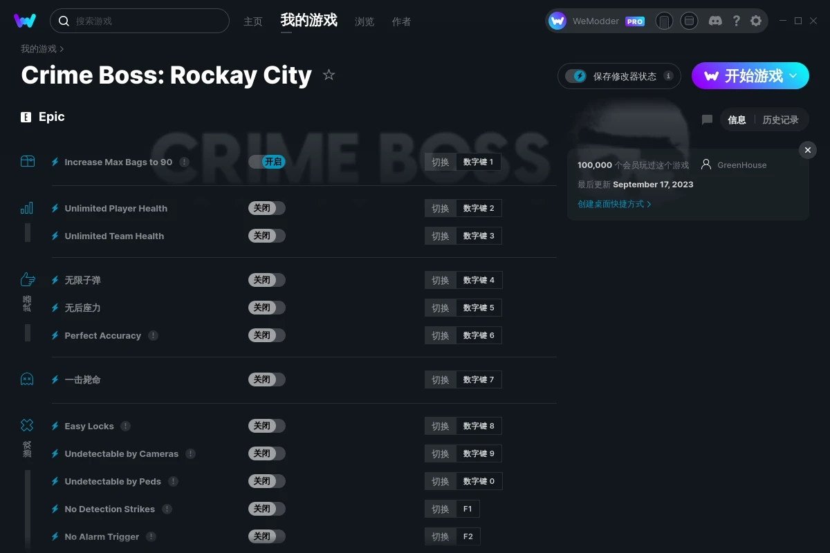 《法外梟雄：滾石城》v1.0.4.1.51十九項(xiàng)修改器[GreenHouse]