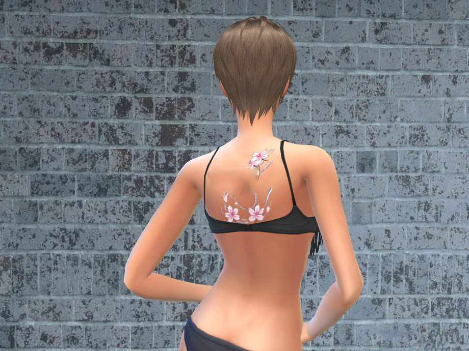 《模擬人生4》美麗櫻花背部紋身MOD