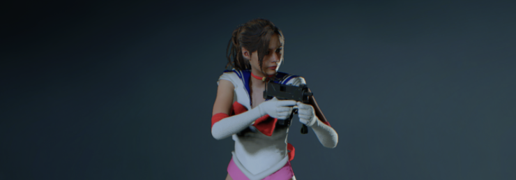 《生化危機(jī)2：重制版》克萊爾美少女戰(zhàn)士粉內(nèi)衣MOD[兼容新版本]