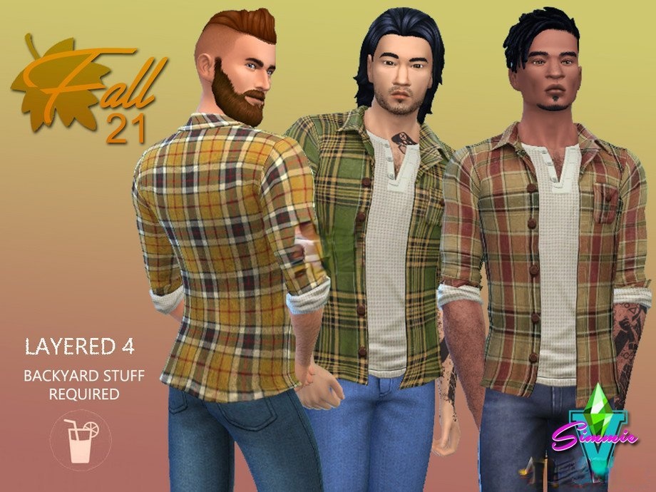 《模擬人生4》男士經典休閑網格襯衫MOD