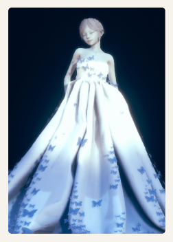 《AI少女》藍白露肩典雅長裙MOD