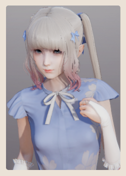 《AI少女》白色雙馬尾藍色連衣裙美少女MOD