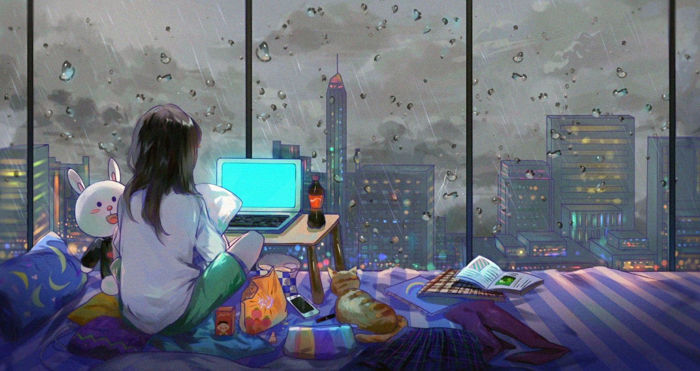《Wallpaper Engine》繪圖風(fēng)雨中宅家少女動(dòng)態(tài)壁紙