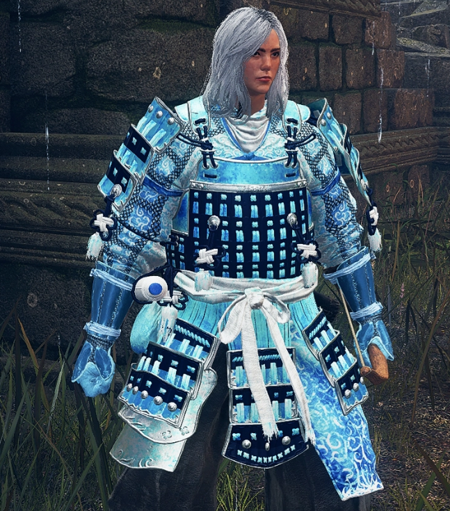 《艾爾登法環》精美藍銀配色武士鎧甲MOD