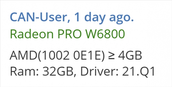 超大內(nèi)存！AMD RDNA2架構(gòu)專業(yè)卡露面，顯存高達(dá)32G。